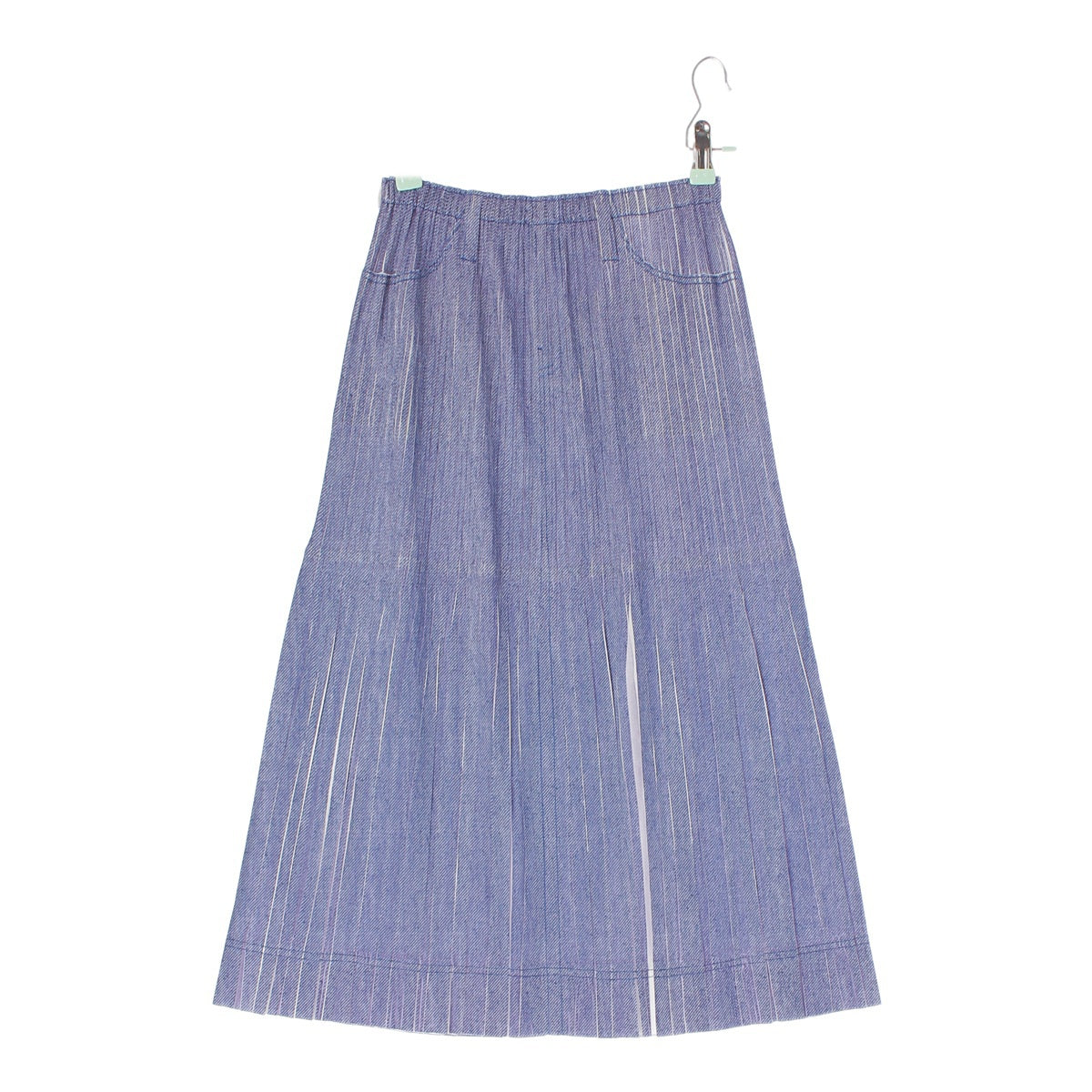 Pleated Please Issey Miyake Denim Pattern Print Skirt PP11-JG614 Blue 3