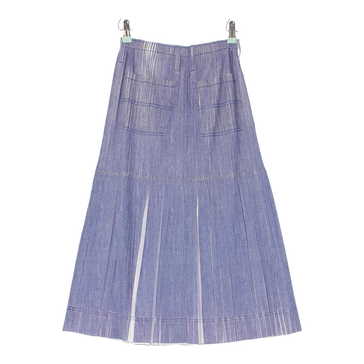 Pleated Please Issey Miyake Denim Pattern Print Skirt PP11-JG614 Blue 3