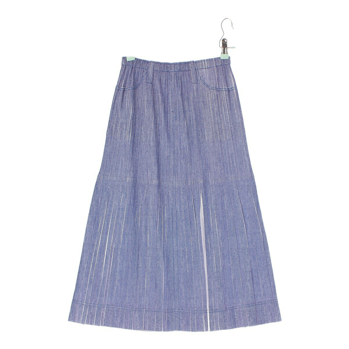 Pleated Please Issey Miyake Denim Pattern Print Skirt PP11-JG614 Blue 3 [Used] [Authentic Product Guaranteed]