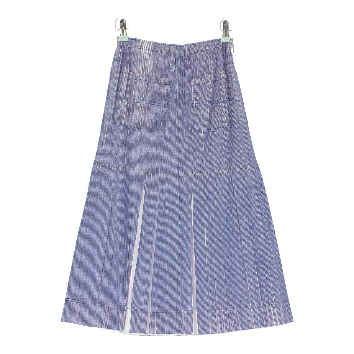 Pleated Please Issey Miyake Denim Pattern Print Skirt PP11-JG614 Blue 3 [Used] [Authentic Product Guaranteed]