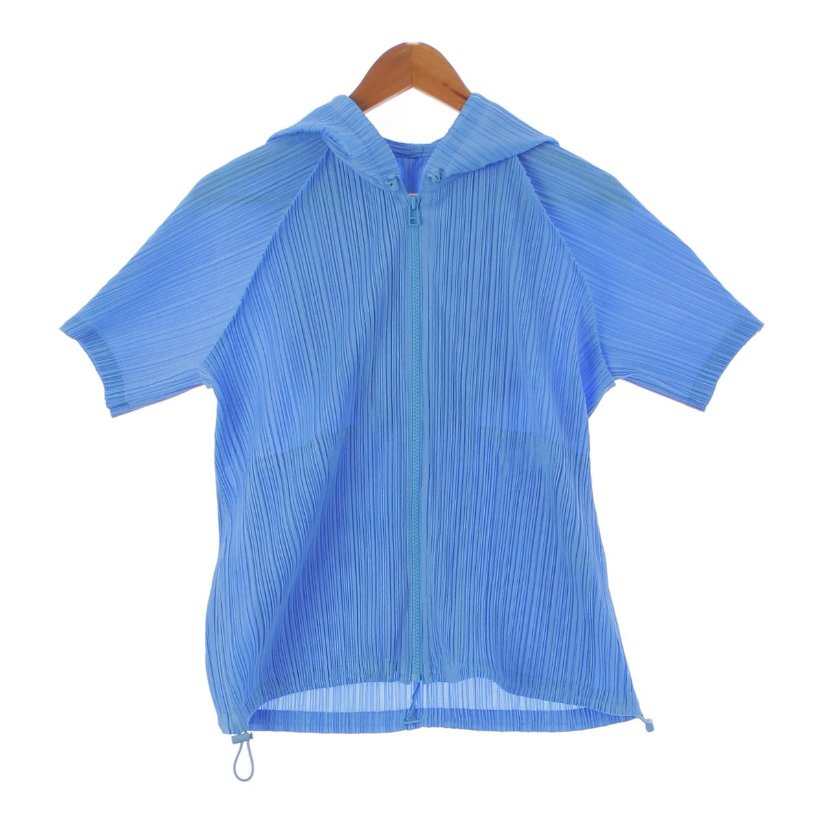 Pleated Please Issey Miyake Hooded Zip-up Top Parka PP81-JC203 Blue 3