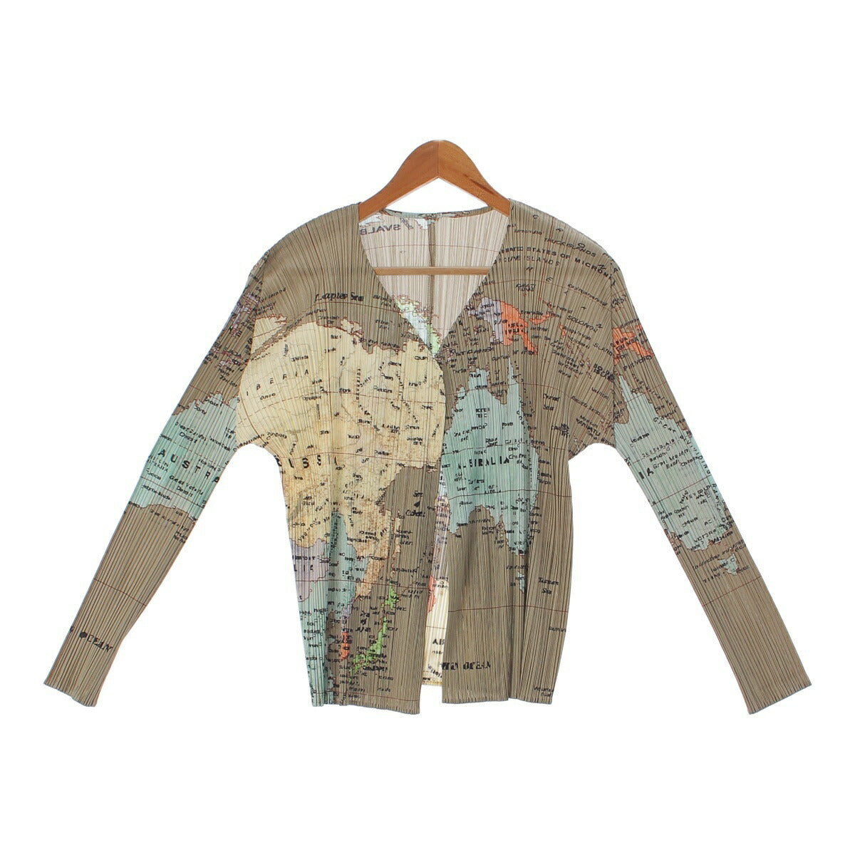 Pleated Please Issey Miyake World Map Cardigan PP81-J0594 Grey [Used] [Authentic Product Guaranteed]
