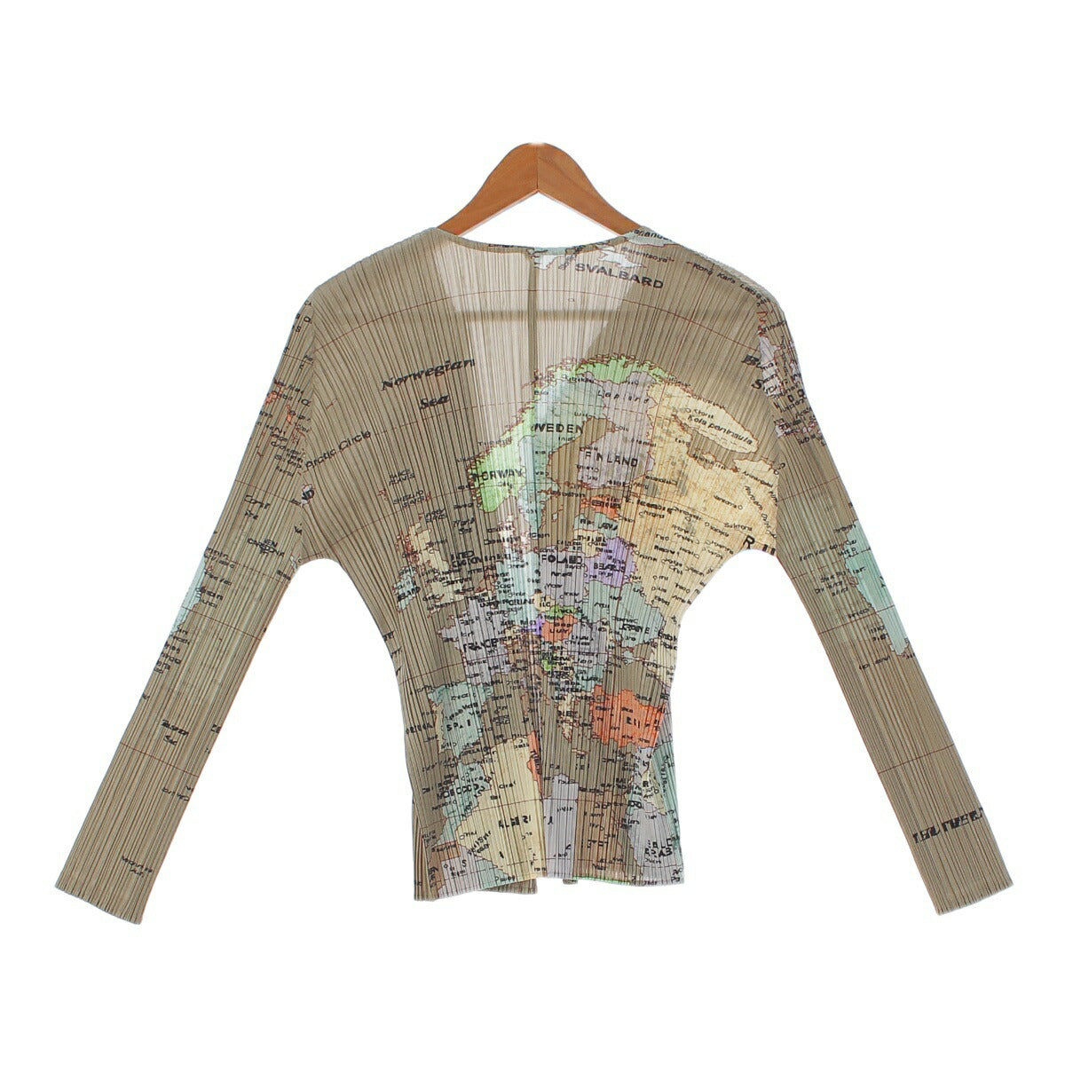Pleated Please Issey Miyake World Map Cardigan PP81-J0594 Grey [Used] [Authentic Product Guaranteed]