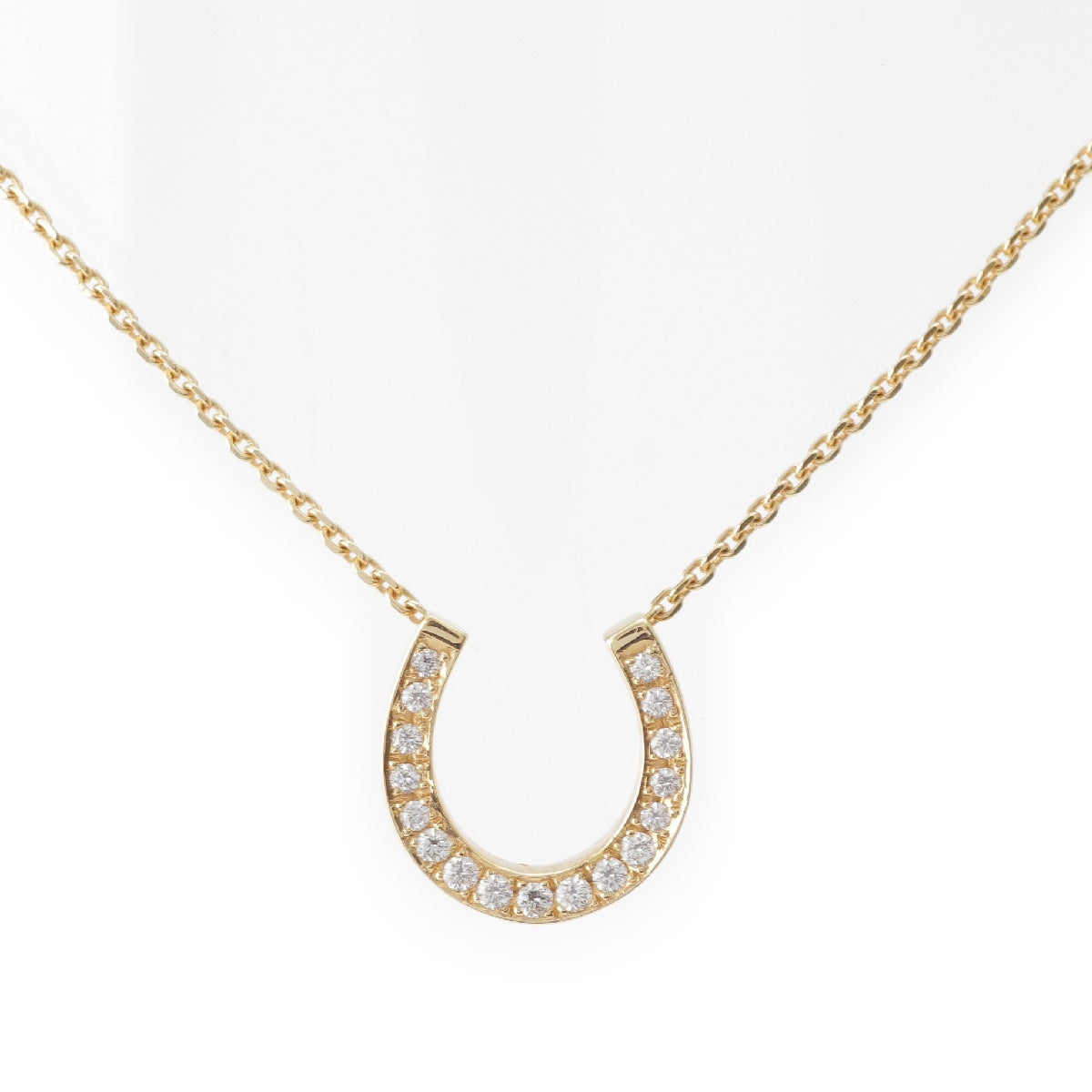 VANDOME 18K Pavé full diamond 0.14ct horseshoe Necklace Pendant jewelry K18 750YG gold