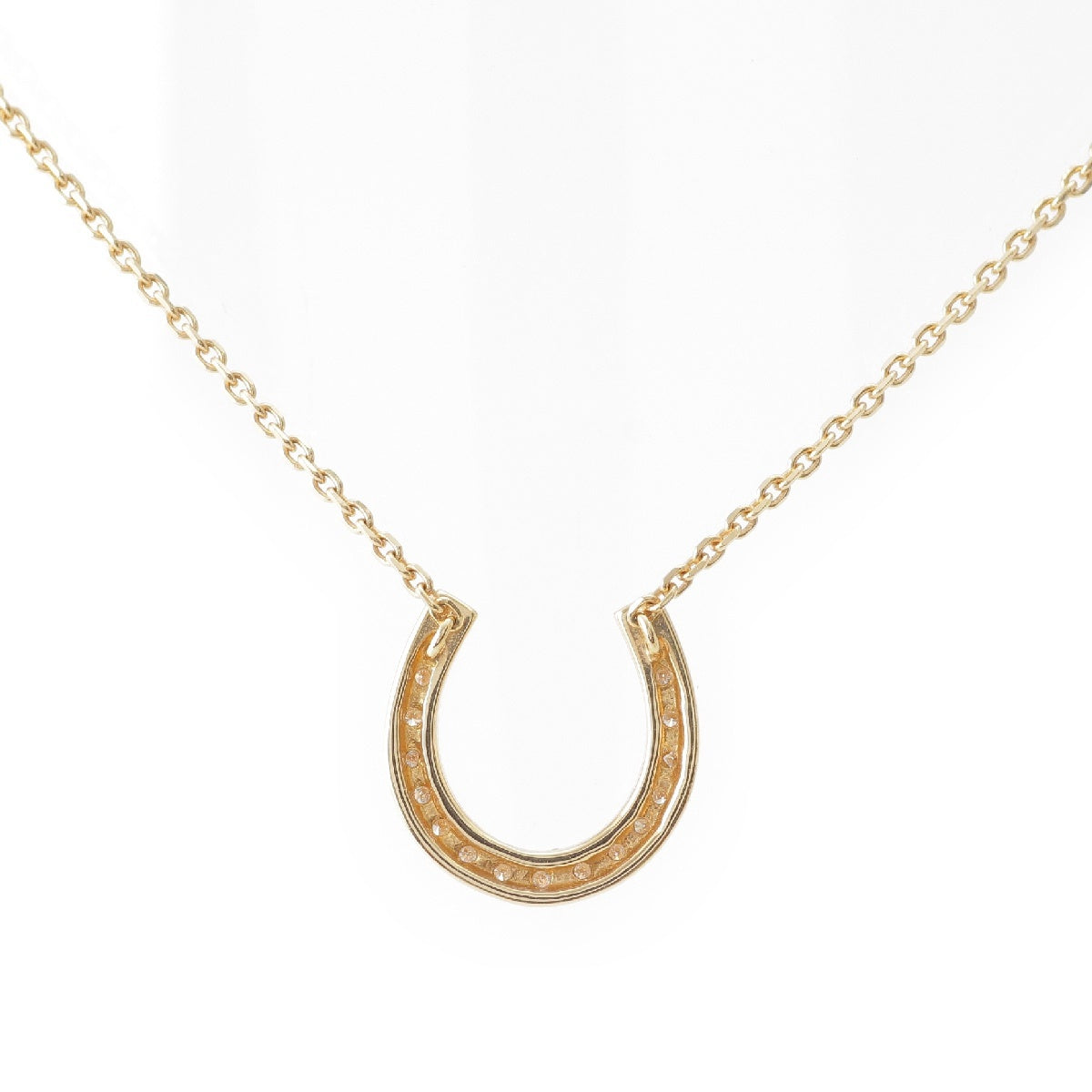 VANDOME 18K Pavé full diamond 0.14ct horseshoe Necklace Pendant jewelry K18 750YG gold 3.2g