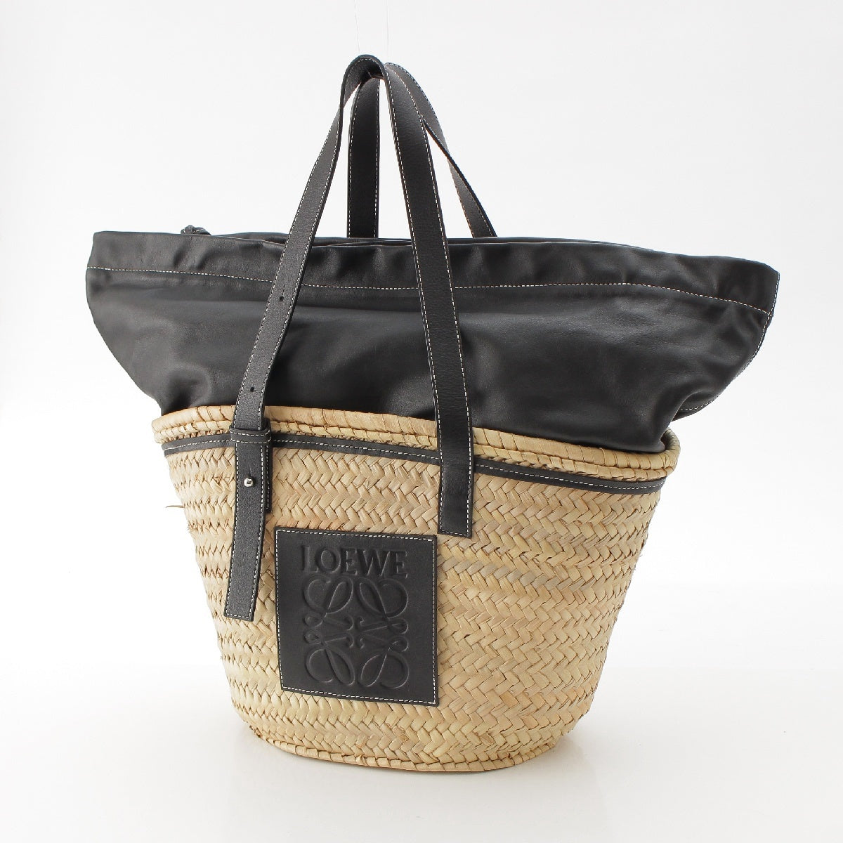 LOEWE Raffia Straw Anagram Basket Tote Bag Basket bag 329.02.V50 black