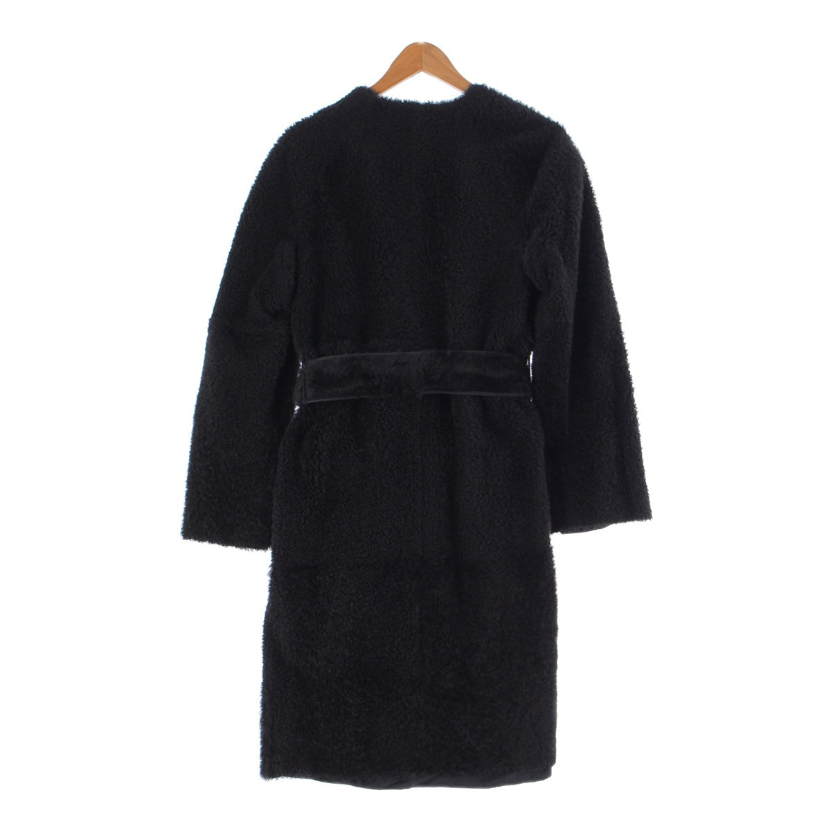 CELINE Phoebe period mouton fur reversible belted coat coat gown 2 8U96/064A black 34