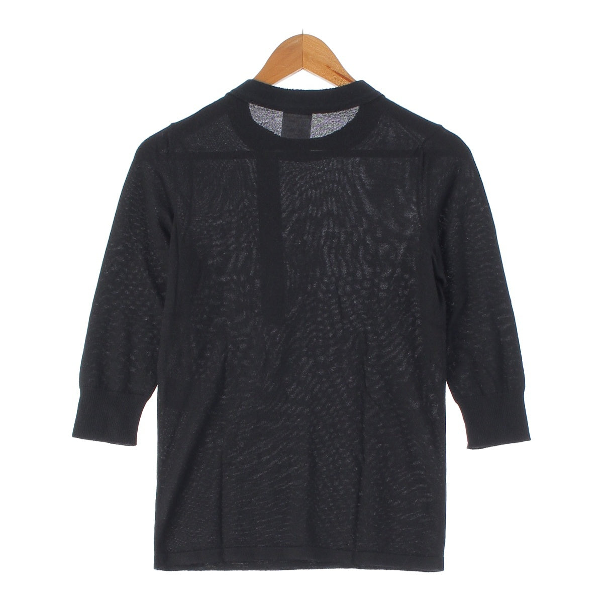 CHANEL 09A cashmere silk COCO Mark Bird Button 3/4 Sleeve knit Sweater tops P36217 black 36