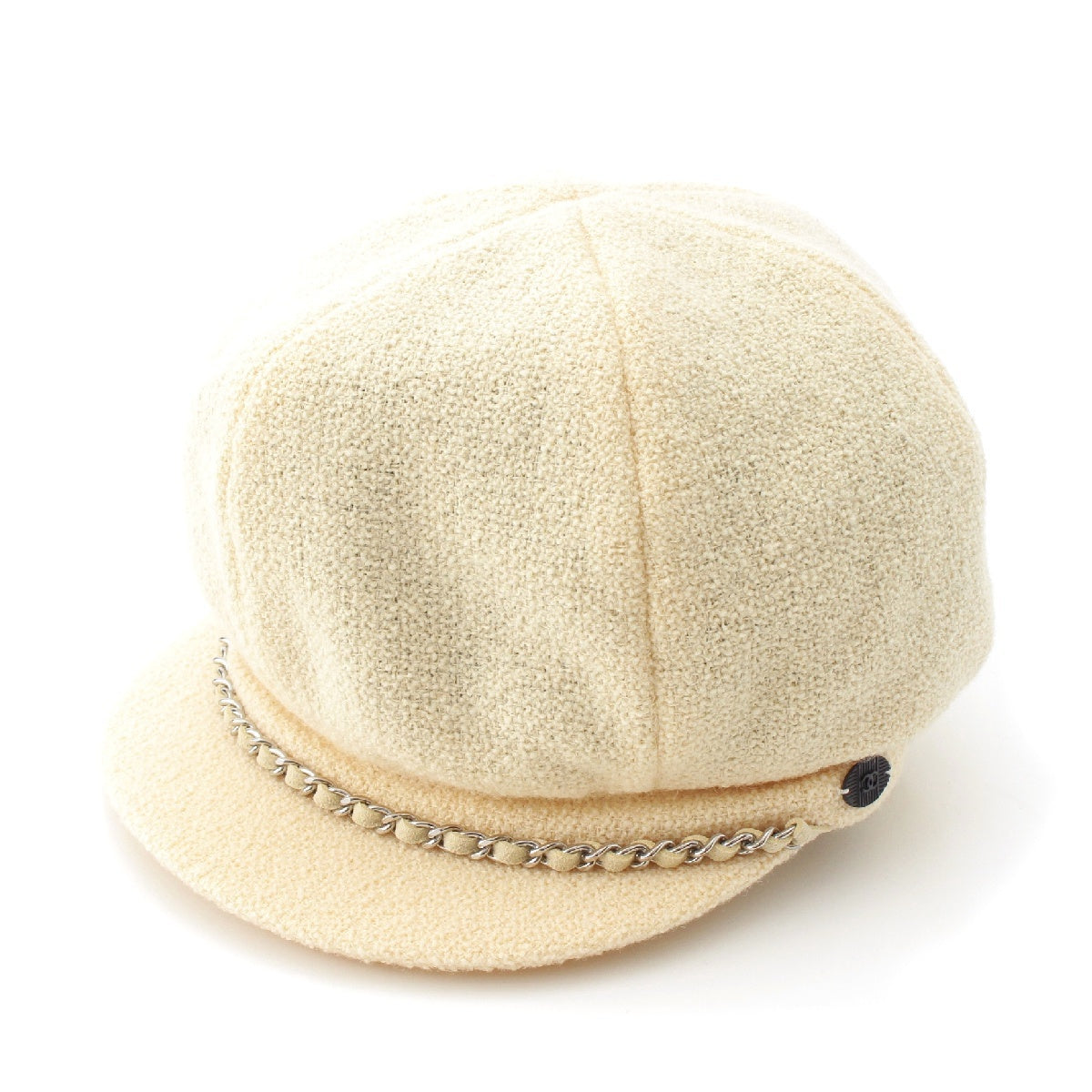 CHANEL wool COCO Mark Chain Casquette hat Ivory L