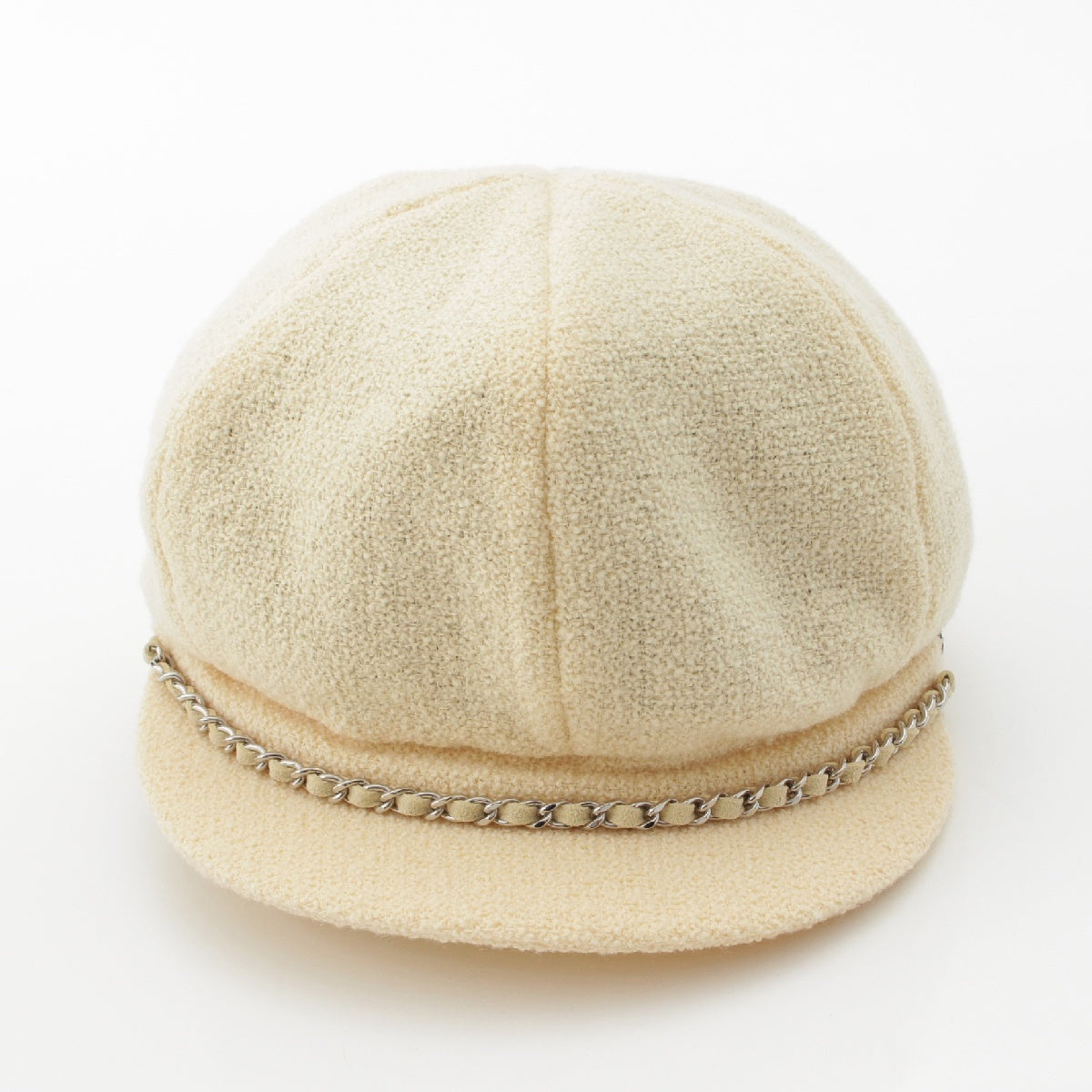 CHANEL wool COCO Mark Chain Casquette hat Ivory L