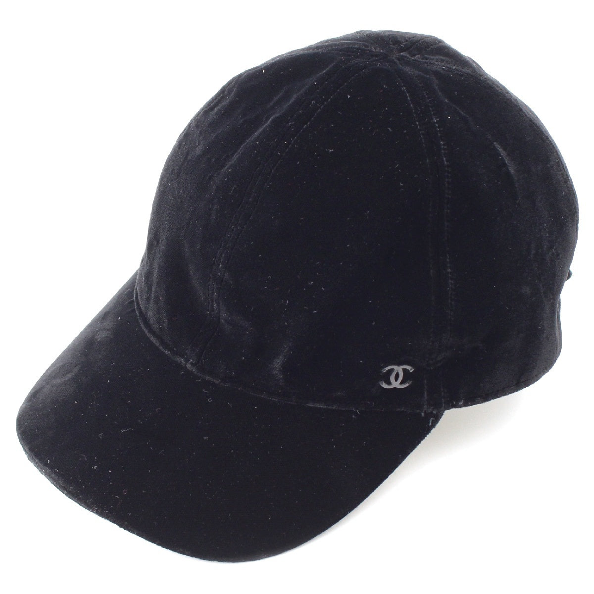 CHANEL Velor COCO Mark Ribbon Baseball cap hat black M