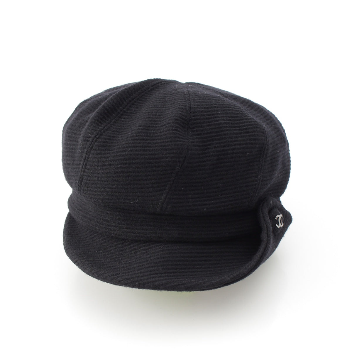 CHANEL Wool velor COCO Mark button Casquette Hat cap black 57