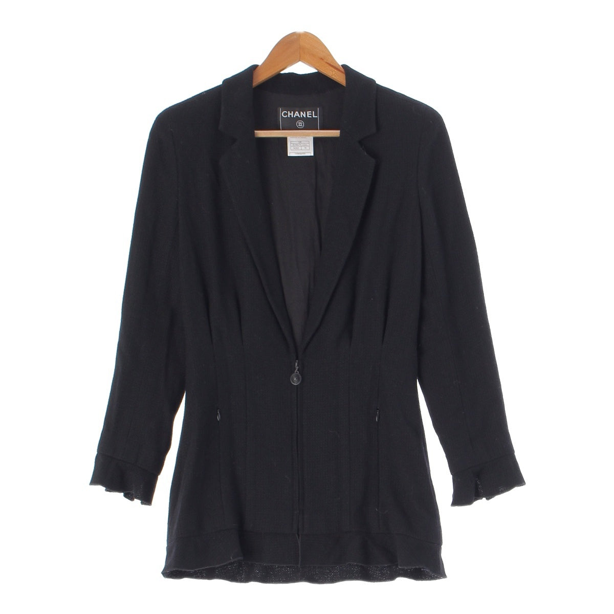 CHANEL 02P Wool rayon flared A-line tailored jacket outer P19967V11211 black 38