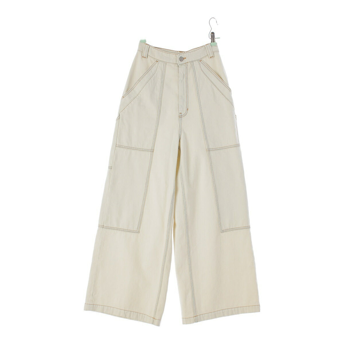 MM6 Maison Margiela Stitched Pocket Denim Wide Pants S62LB0070 White 38 [Used] [Authentic Product Guaranteed]