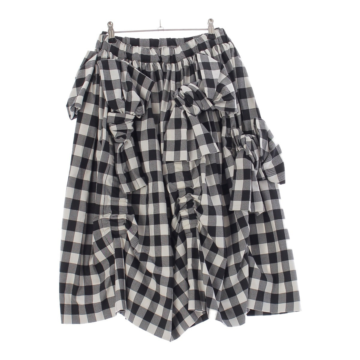 COMME des GARCONS 21AW Ribbon Check Shirring skirt GH-S023  Black White XS