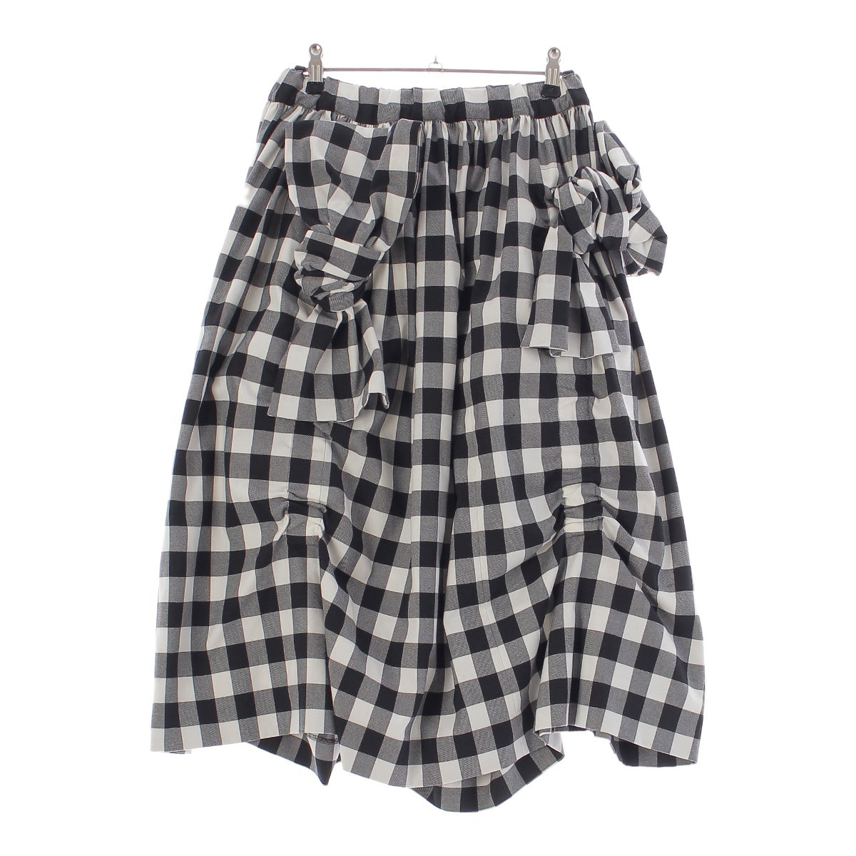 COMME des GARCONS 21AW Ribbon Check Shirring skirt GH-S023  Black White XS