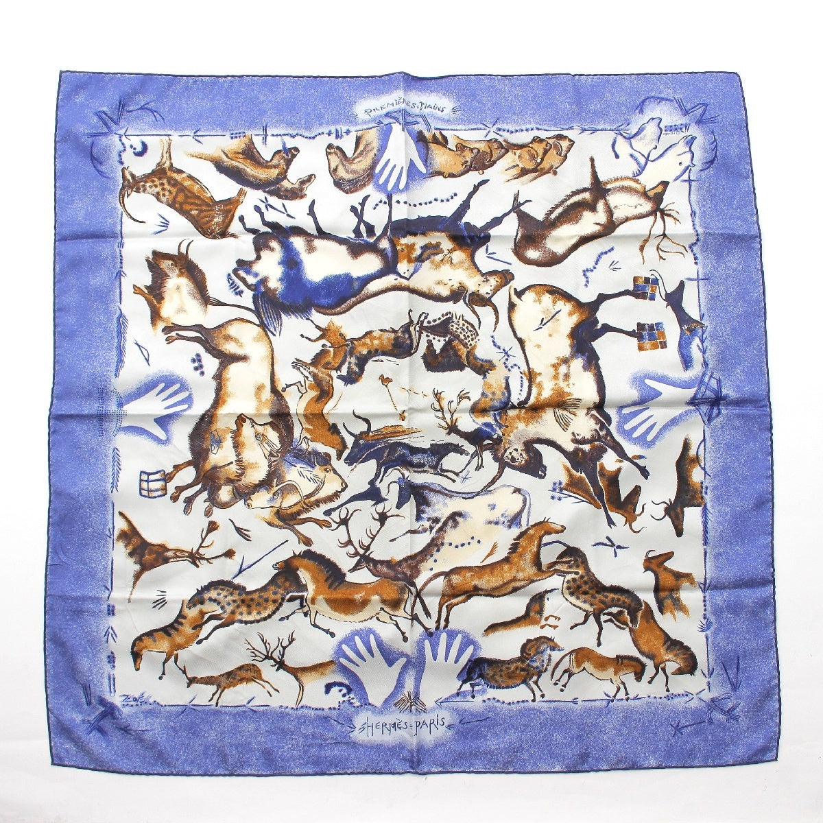 HERMES Calle 90 silk PREMIERES MAINS First Hand scarf Bandana Accessories Blue multicolor