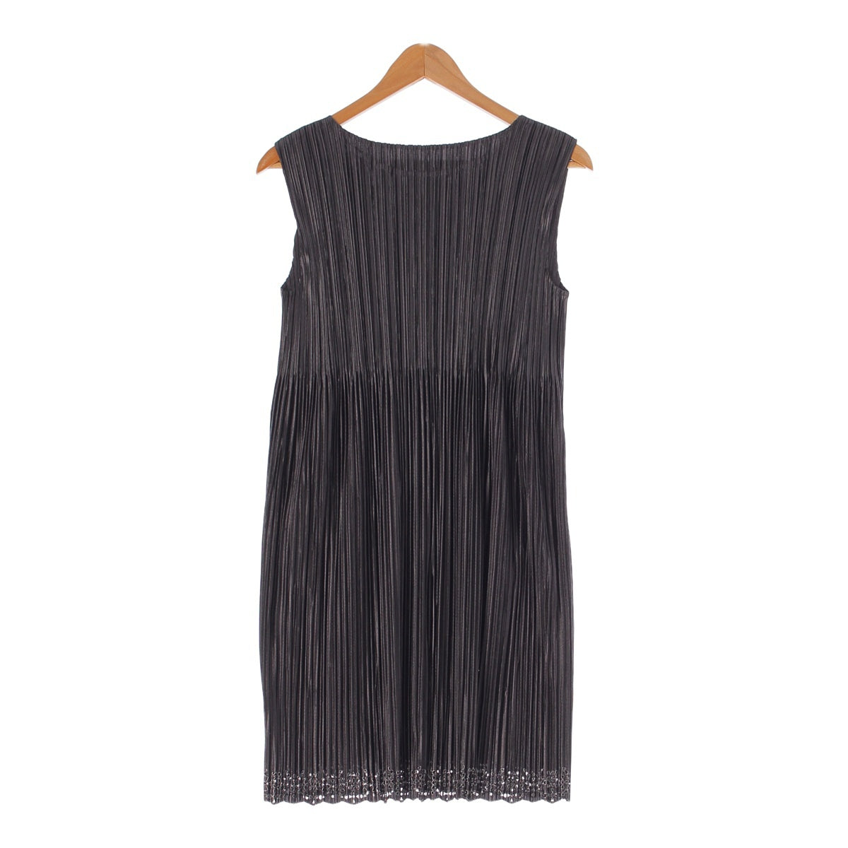 PLEATS PLEASE ISSEY  Sleeveless dress with lace hem, plain one piece PP43-JT835 black 4