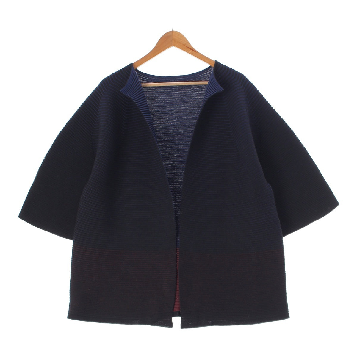 ISSEY MIYAKE Side Pleated Knit cardigan Jacket IM84KO504 black 2