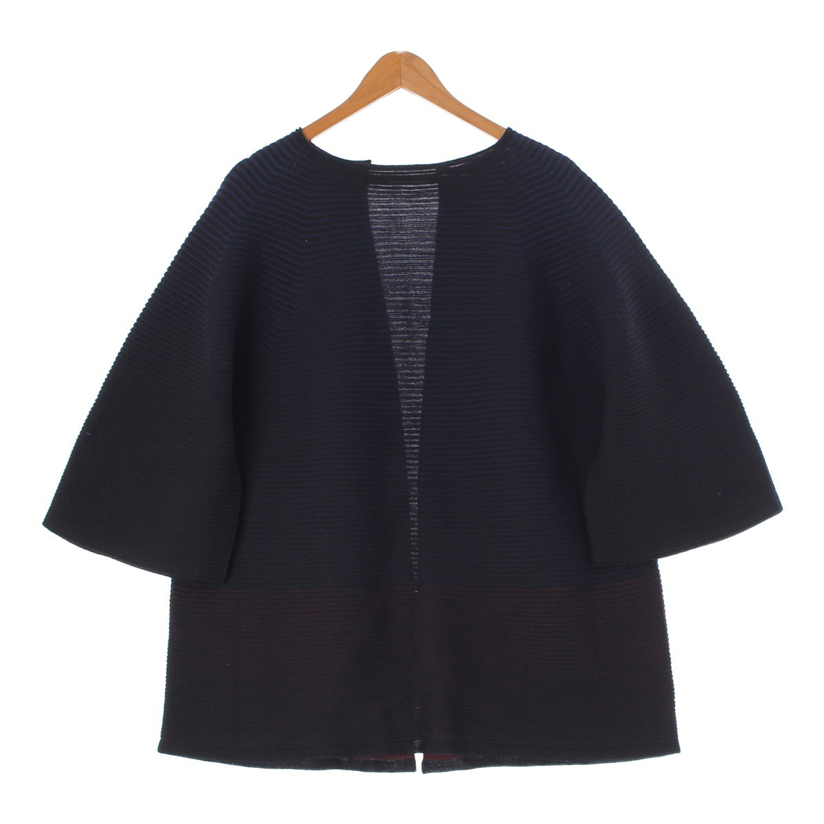 ISSEY MIYAKE Side Pleated Knit cardigan Jacket IM84KO504 black 2