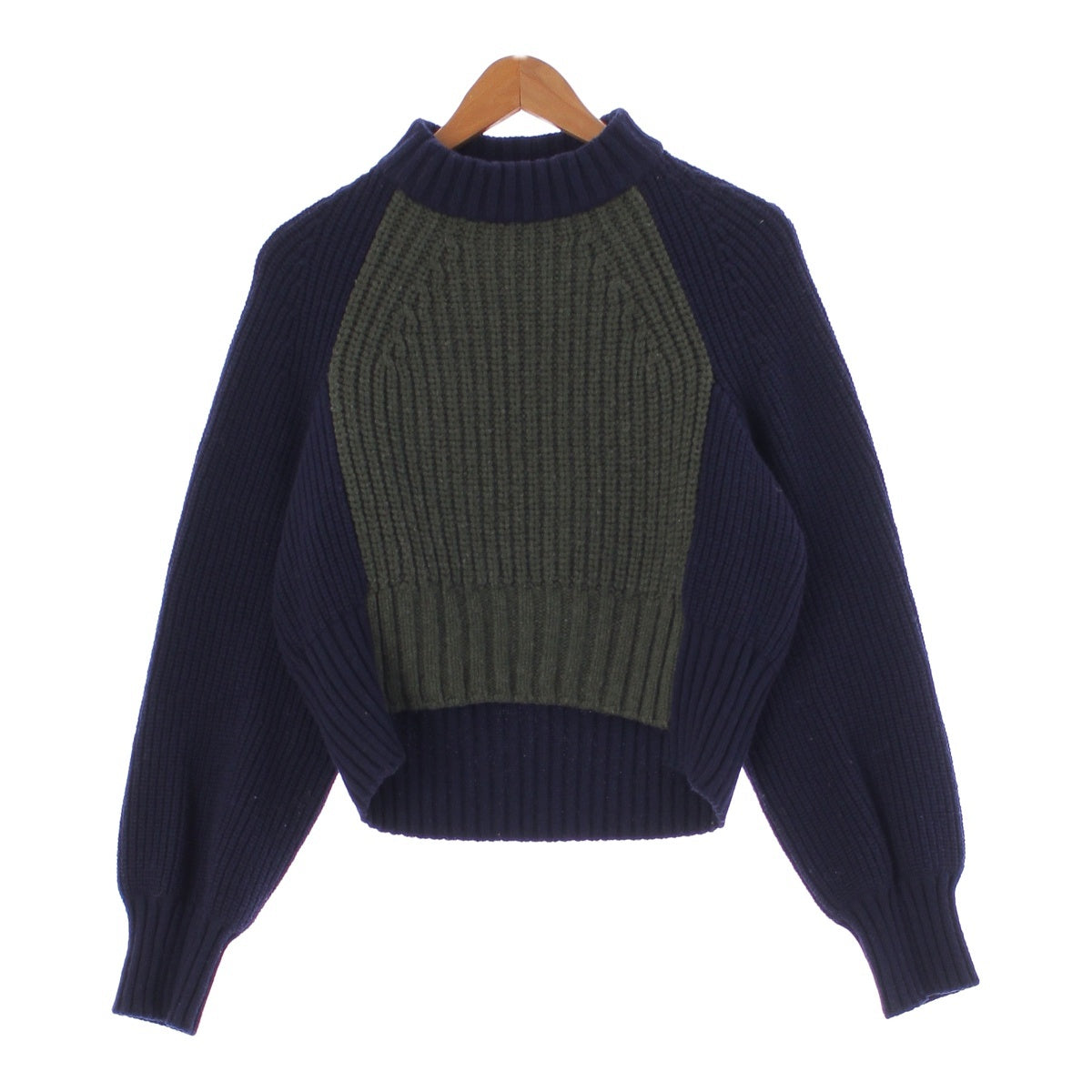 Sacai 21AW wool Rebuild the docking cable knit Sweater Tops Long Sleeve 21-05730 Navy 1