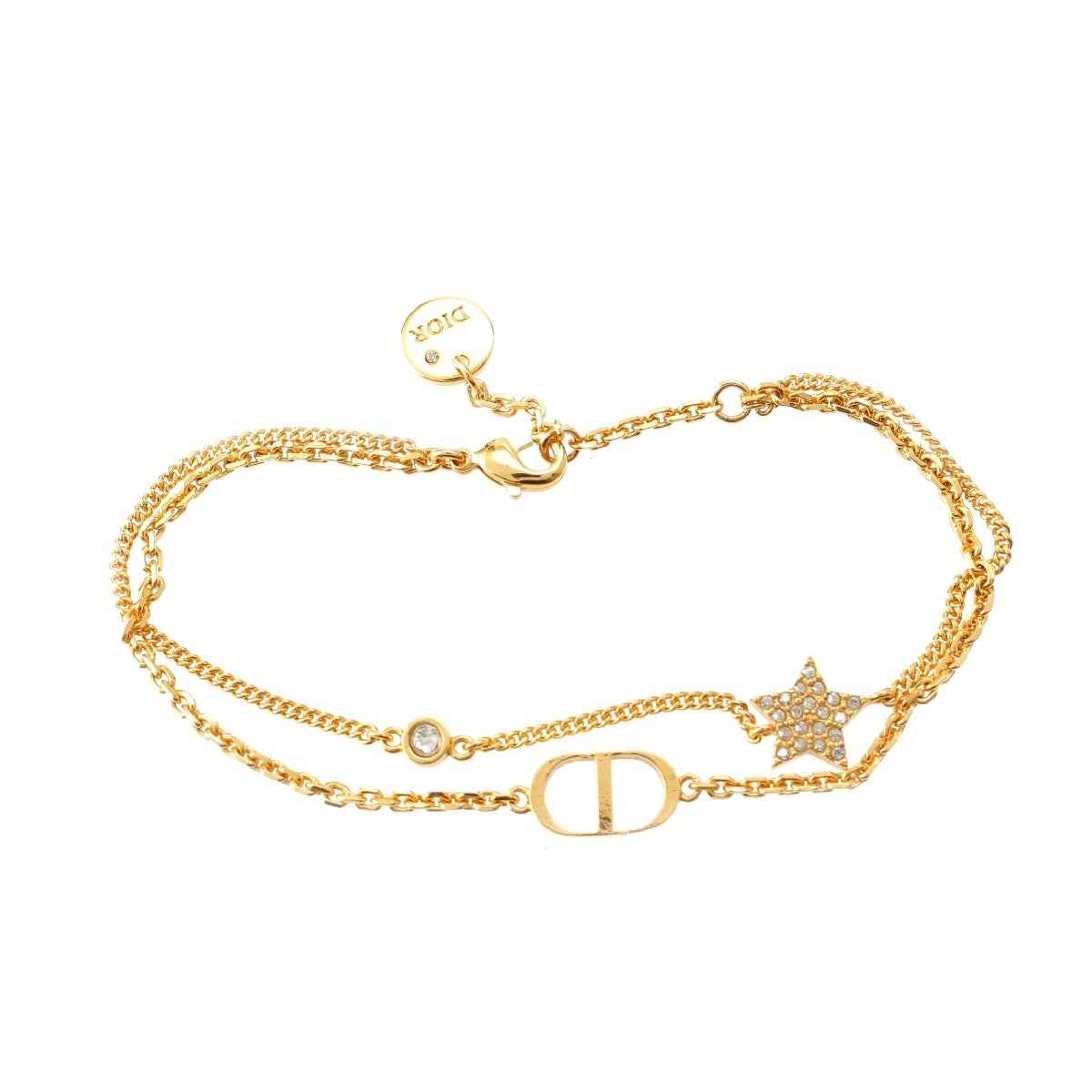 Christian Dior Petit Petit CD Chain Rhinestone Star Double Bracelet bracelet Accessories B1133PMTCY_D301  gold