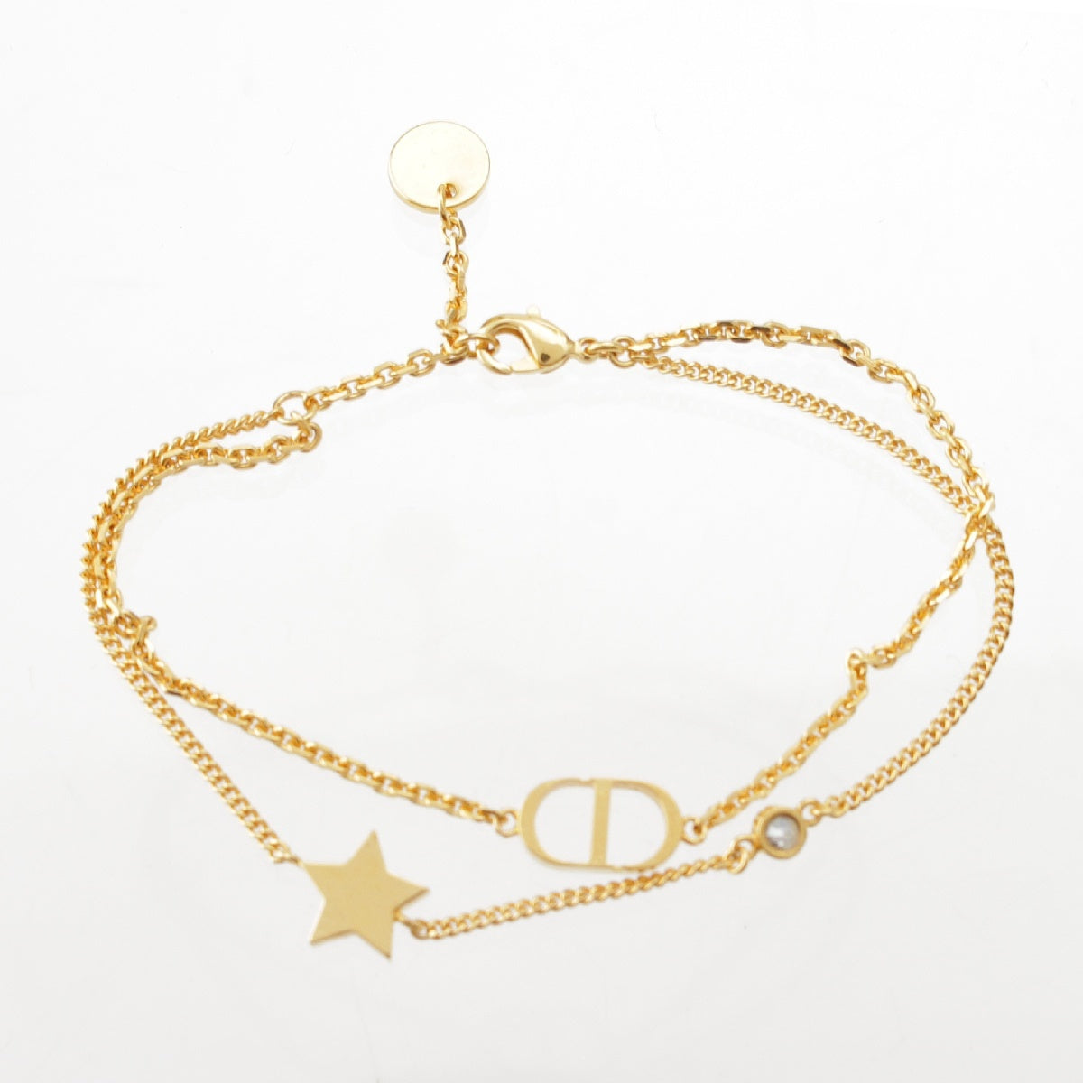 Christian Dior Petit Petit CD Chain Rhinestone Star Double Bracelet bracelet Accessories B1133PMTCY_D301  gold