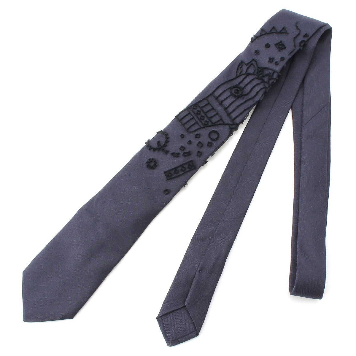 HERMES silk Cheval de Fete Night tie Navy