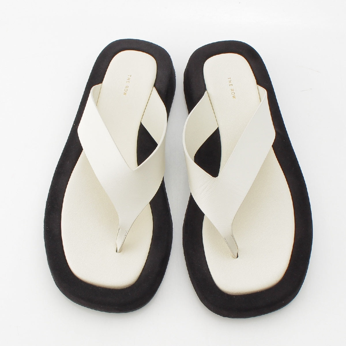 THE ROW Ginza leather Sandals Platform Thick Sole Thong White black 38