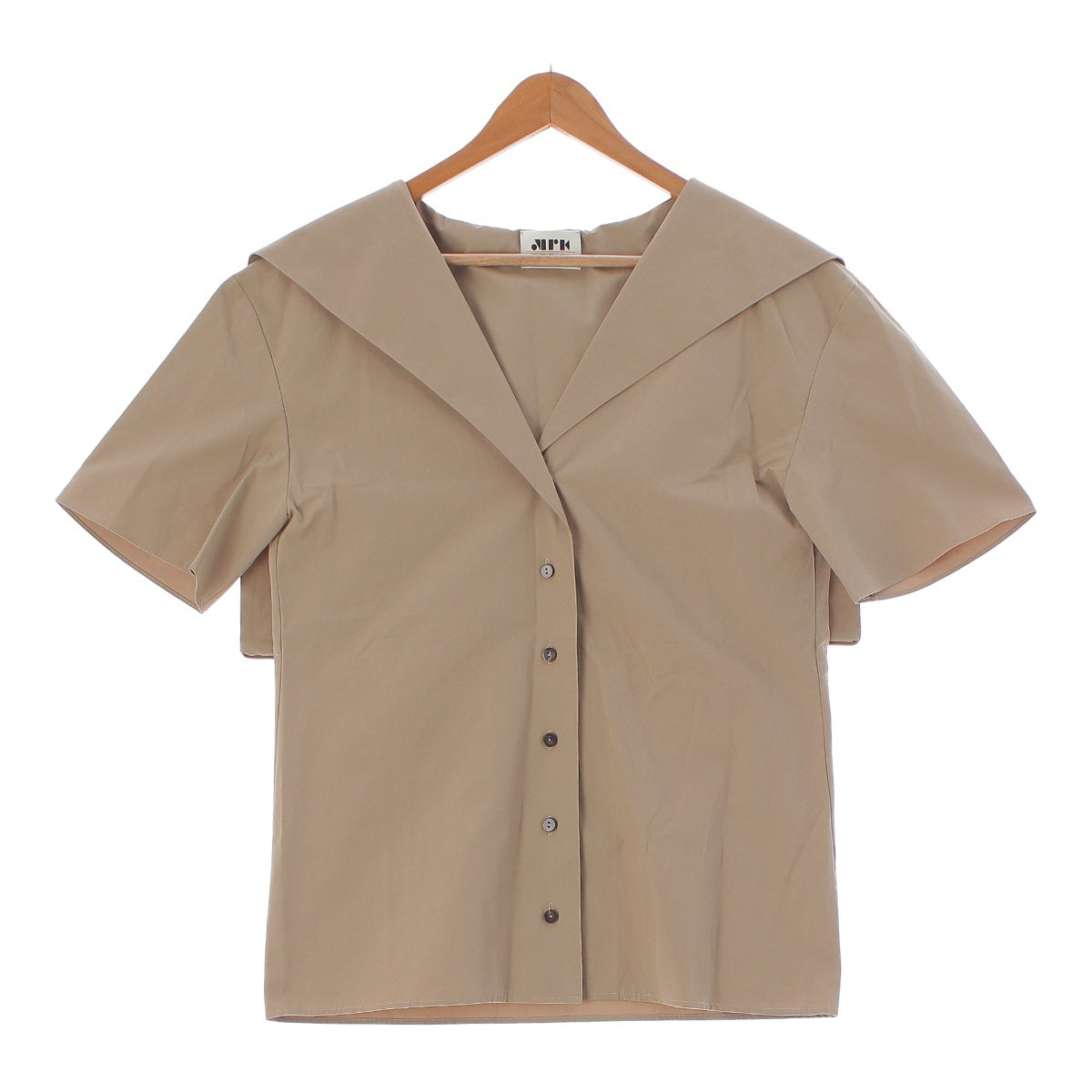 MAISON RABIH KAYROUZ cotton sailor collar Short sleeve shirt tops 6521-343-1056 beige 36