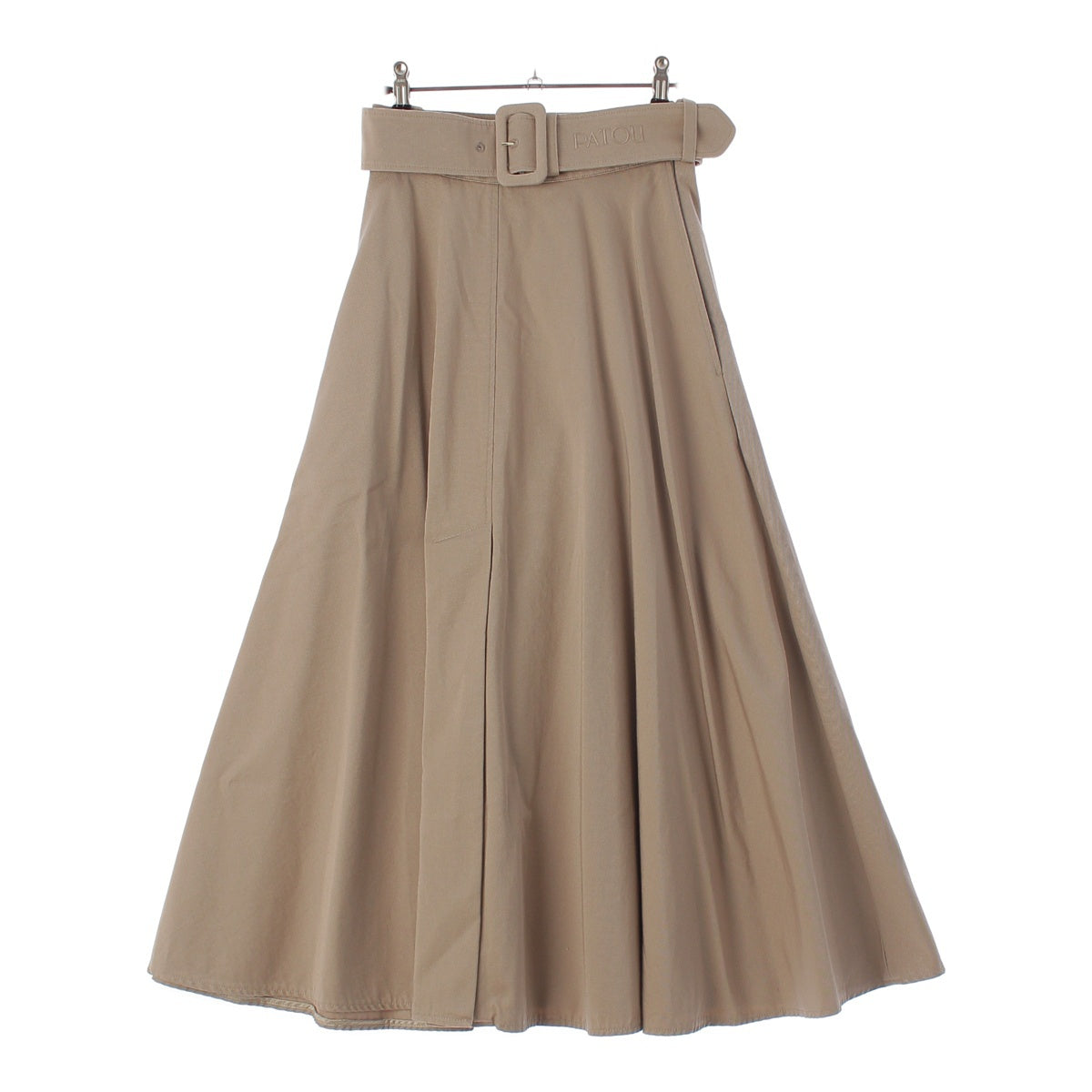 Patou Organic cotton Logo embroidered belt, slit, long skirt 22SA2-SK026-74 beige 34