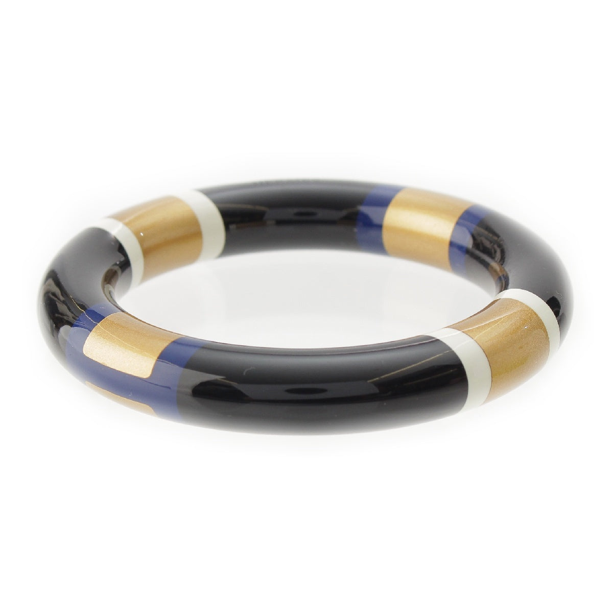 HERMES H Equip Lacquerwood Bangle Bangle Black Gold Blue