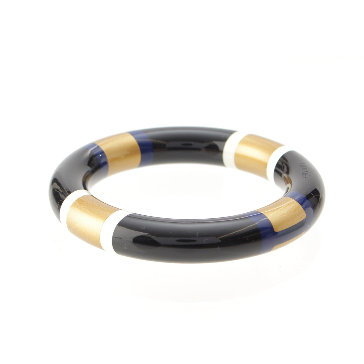 HERMES H Equip Lacquerwood Bangle Bangle Black Gold Blue