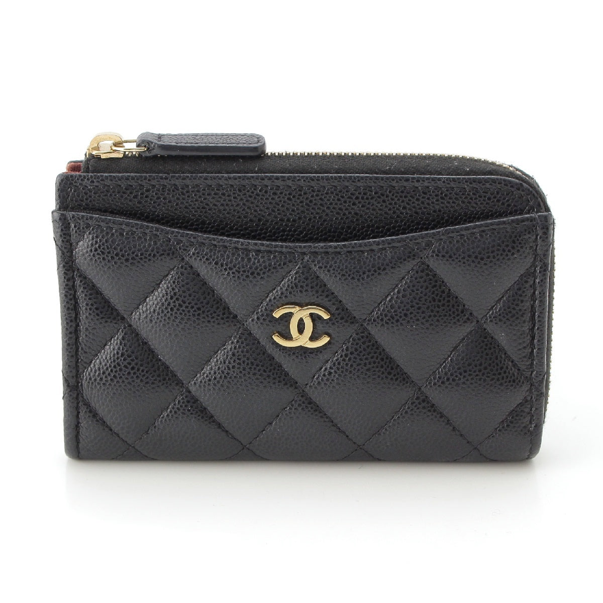 CHANEL Matrasse Caviar skin COCO Mark Classic Card Case Fragment Wallet AP3179 C3906 Champagne Gold Metal Black