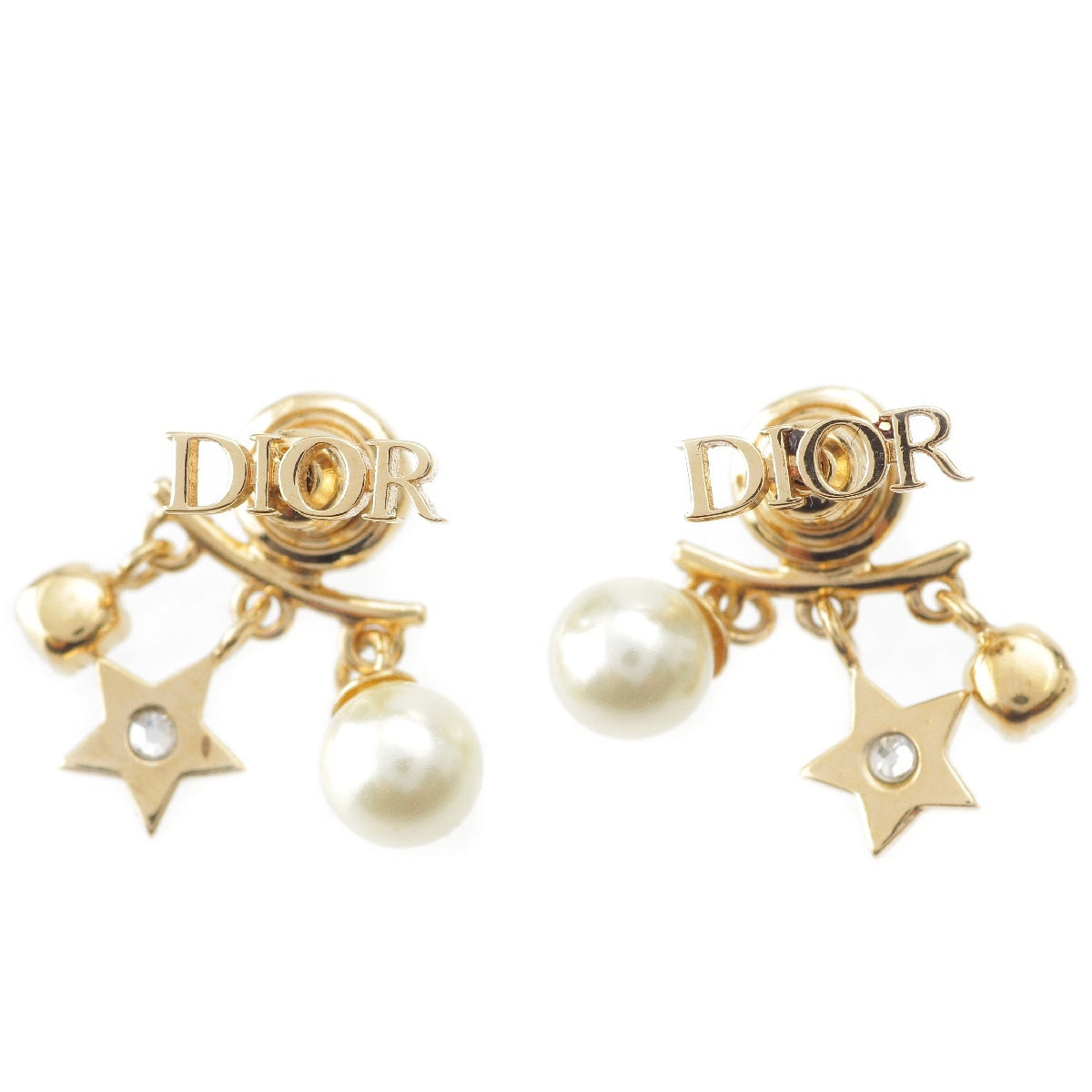 Christian Dior Revolution GP Gold Pearl Star Logo Rhinestone Pierce E1169DVROS₋301 gold