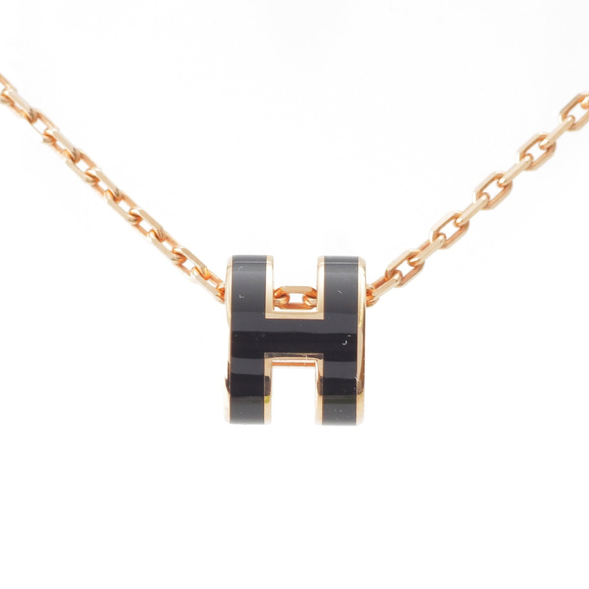 HERMES Pop ash H Mini Necklace Pendant accessories Noir Black Pink Gold