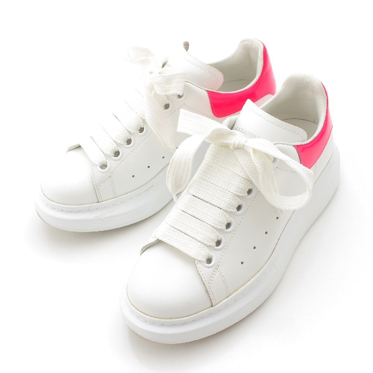 Alexander McQueen leather Low cut sneakers shoes 462214 White pink 37