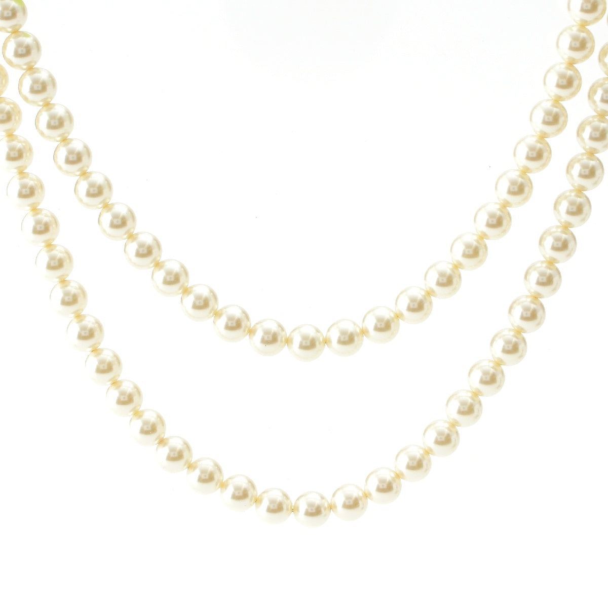 CHANEL C18B F Pearl COCO Mark Rhinestone 2 Rows Necklace Accessories white