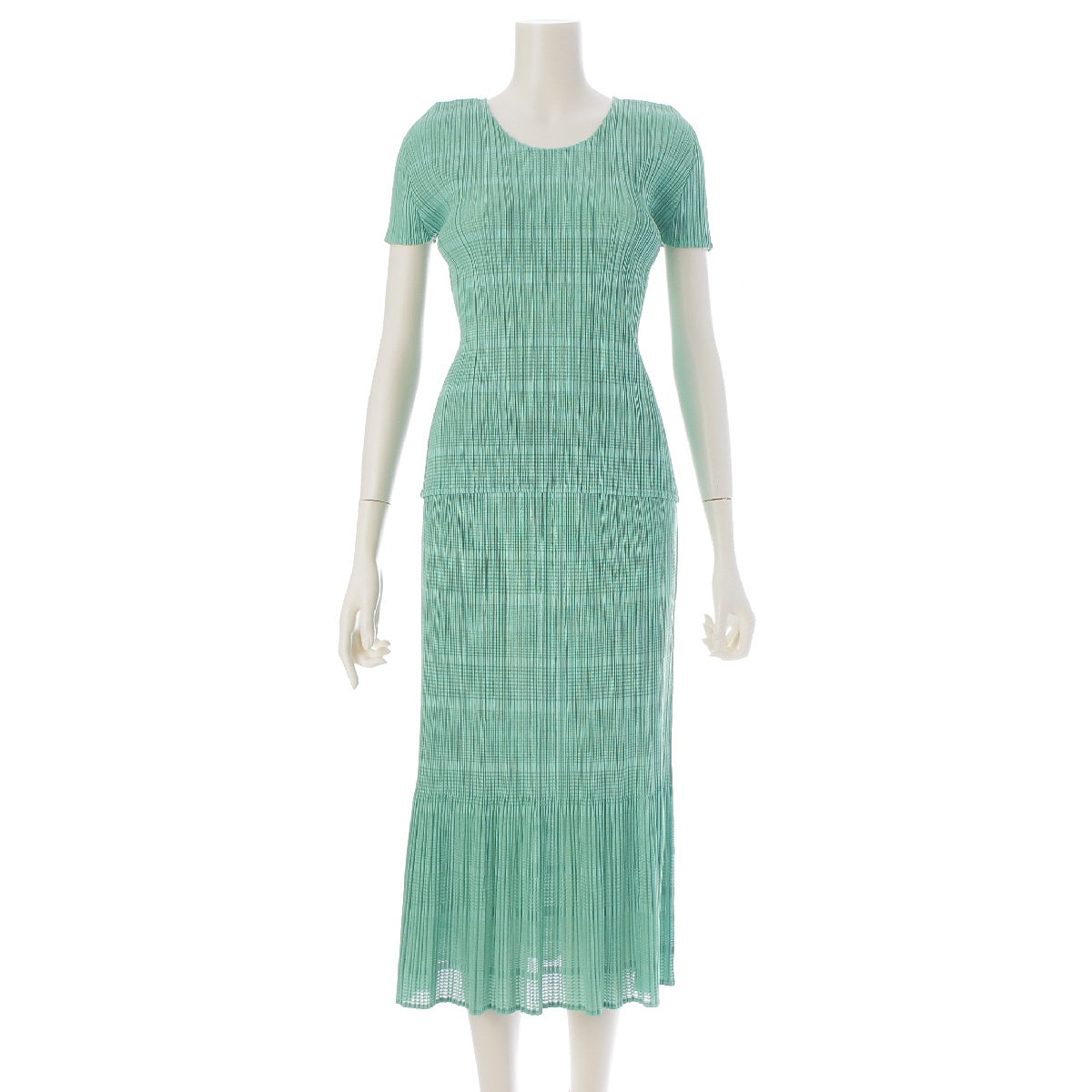 PLEATS PLEASE ISSEY  Check Pattern Skirt setup Tops cut PP61‐JK661  green 3