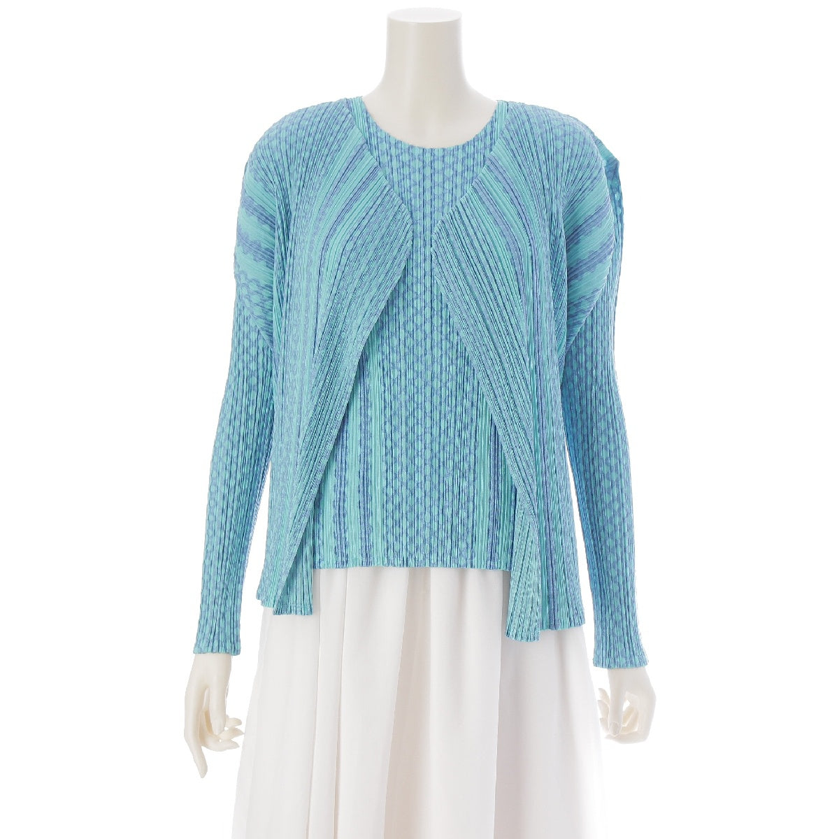 PLEATS PLEASE Cotton blend Short Sleeve Tops Cardigans ensemble PP73‐JO483 blue 3