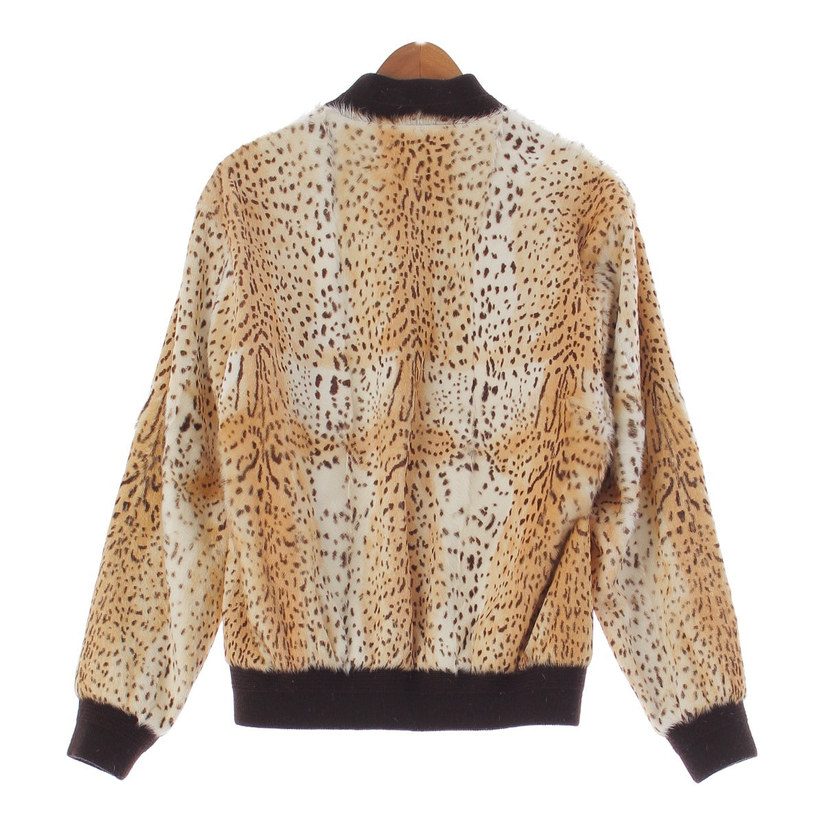 SAINT LAURENT Anthony Vaccarello Goatskin Real Fur Cheetah Leopard Pattern Blouson Bomber jacket outer beige 50