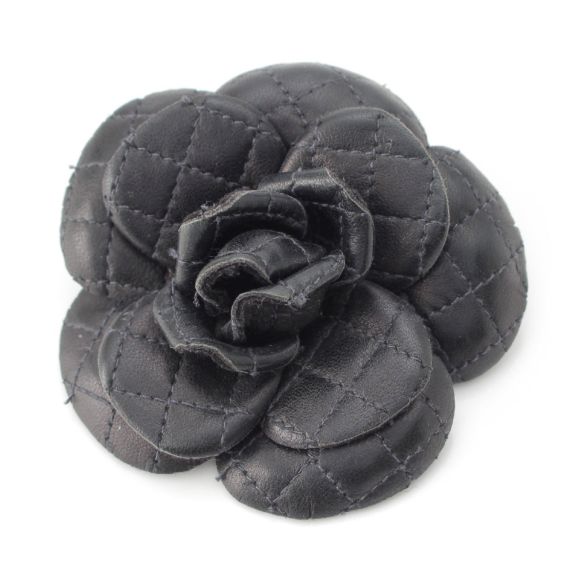 CHANEL leather Matelasse Camellia Brooch corsage Black series