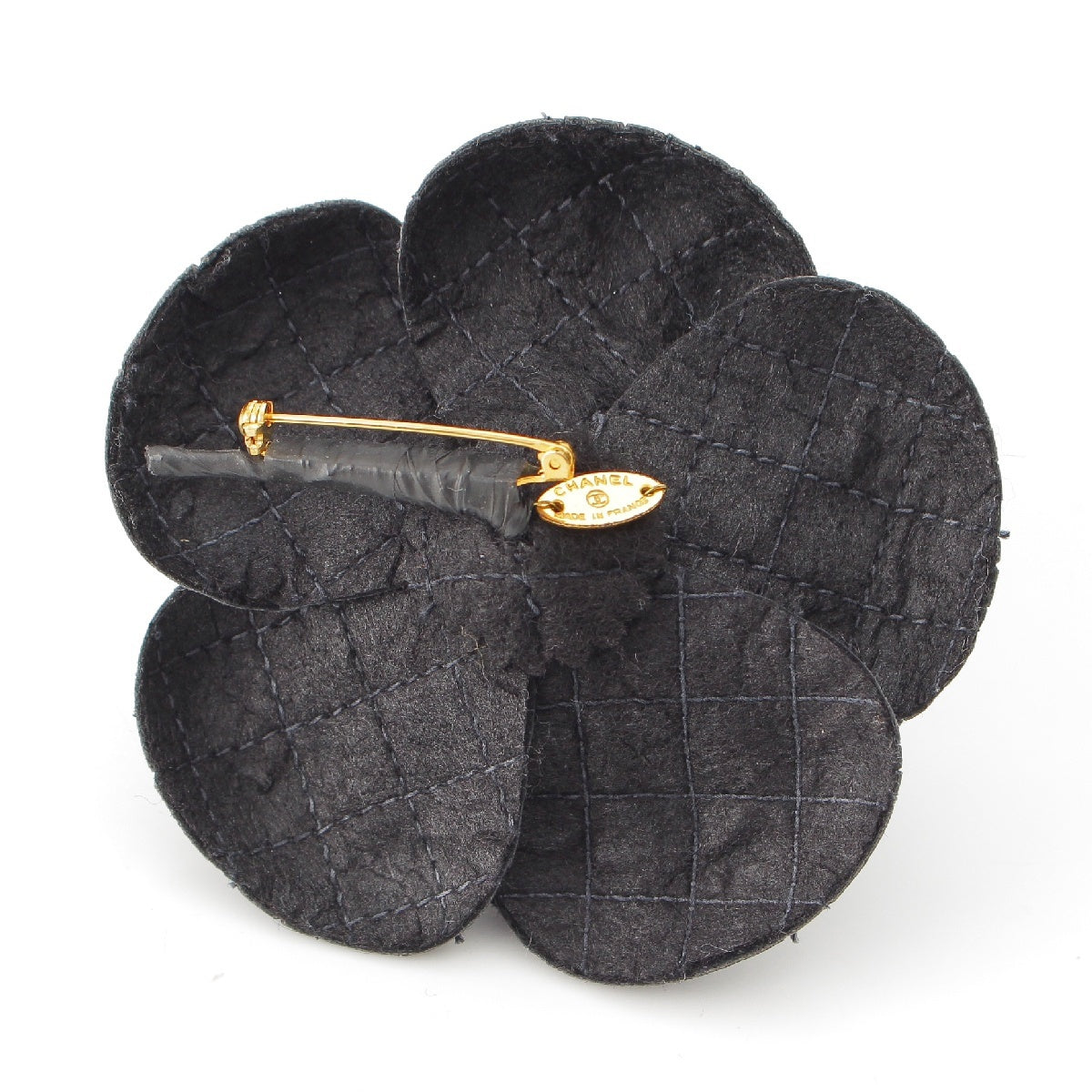 CHANEL leather Matelasse Camellia Brooch corsage Black series