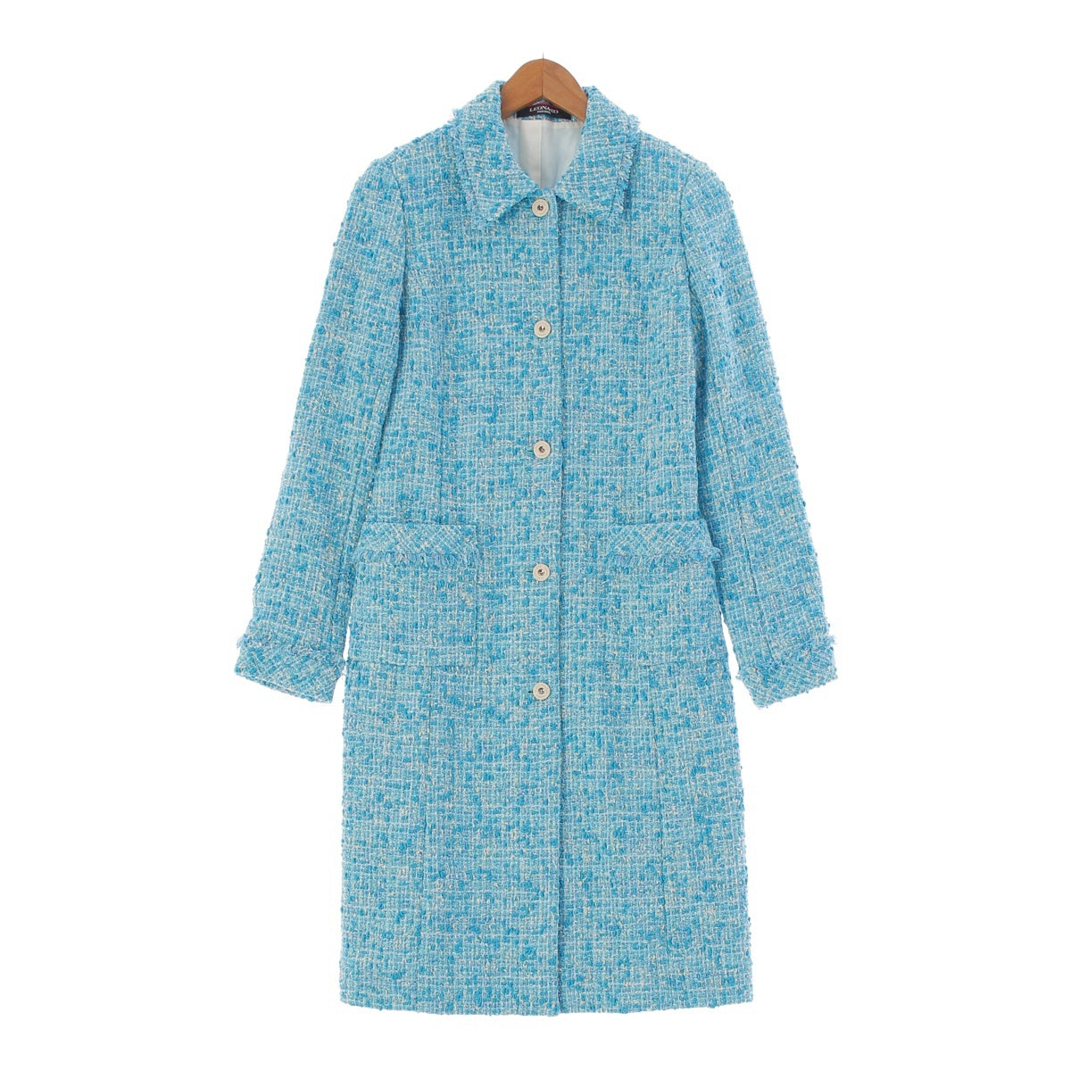 LEONARD wool Linton Tweed Stainless collar coat 0338850 blue 36