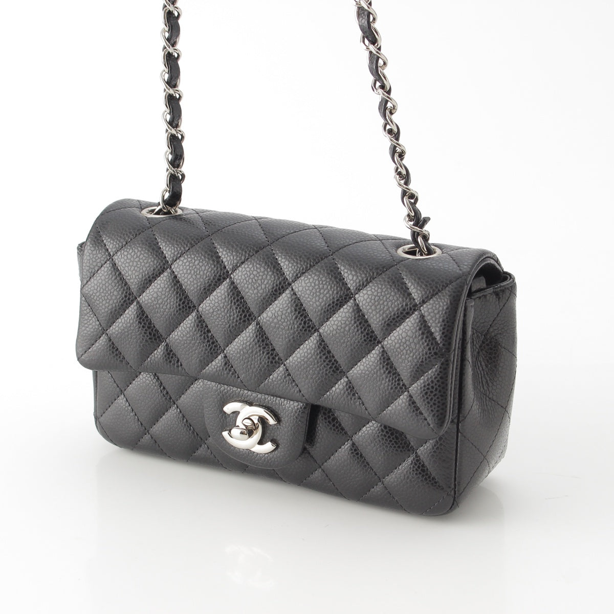 CHANEL 19th Mini Matrasse 20 Caviar skin SilverMetal Chain Shoulder Bag A69900 black