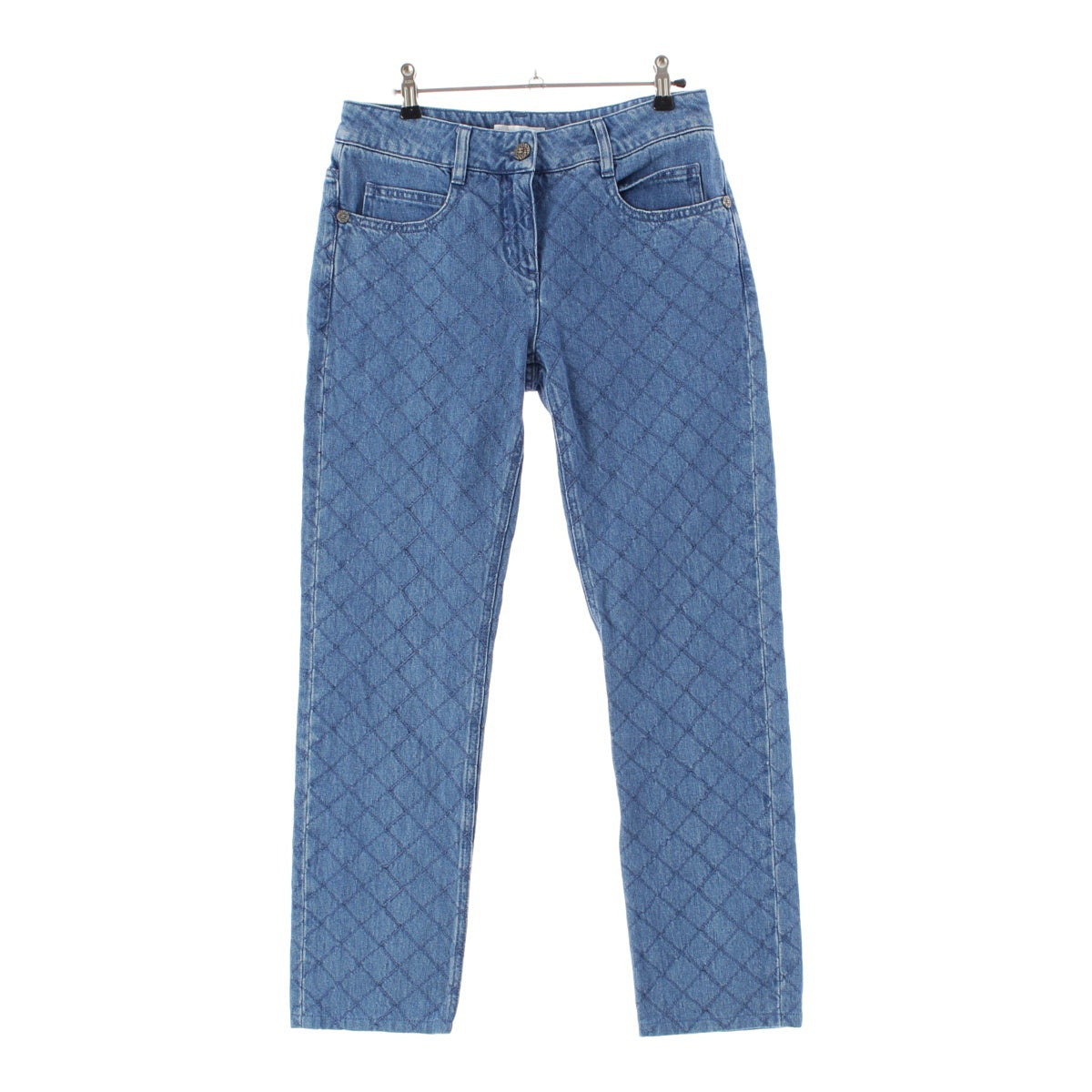 CHANEL 12 years Cotton denim Matelasse COCO Button Pants Jeans bottoms P44333 blue 36