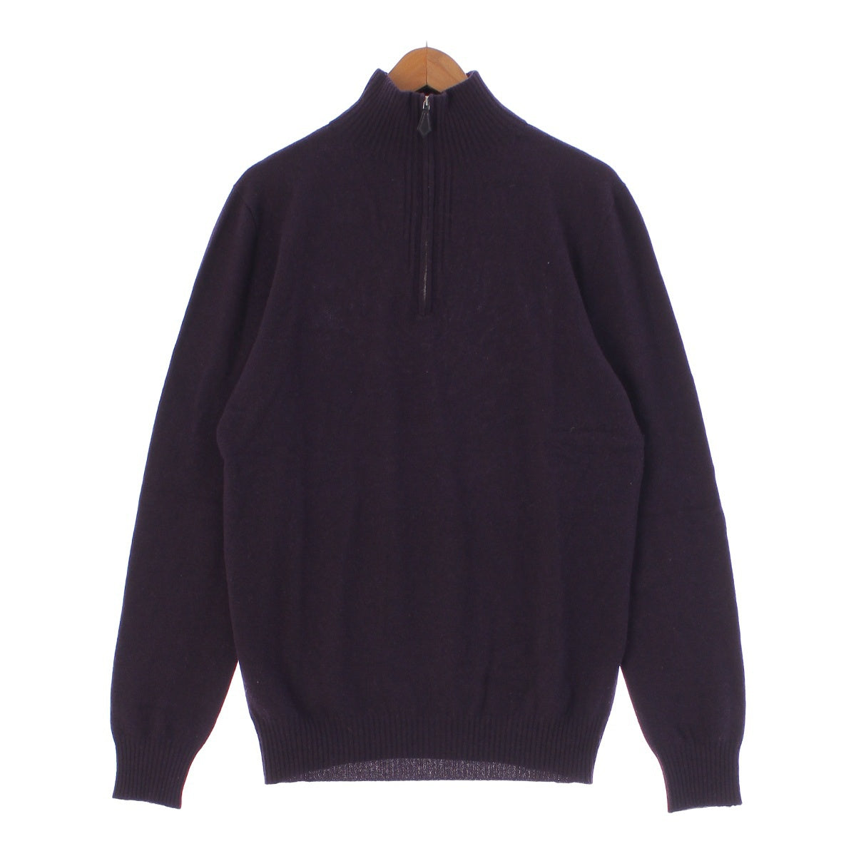 HERMES wool cashmere Half Zip High Neck knit Tops sweaters purple M