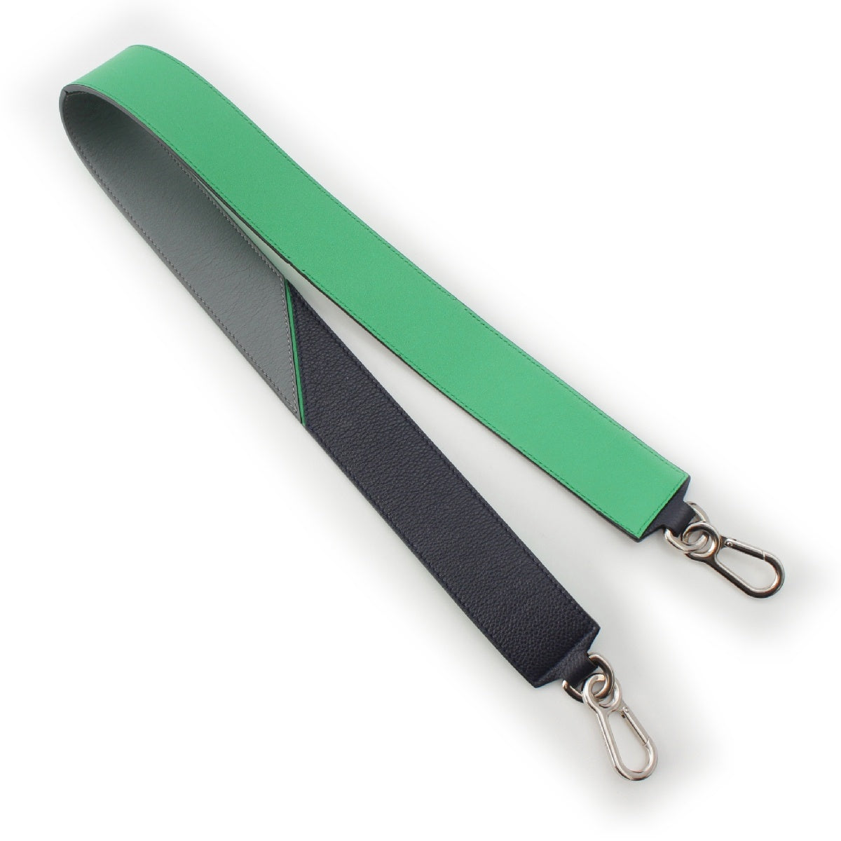 LOEWE leather Logo Puzzle for Bags Shoulder strap SilverMetal Green