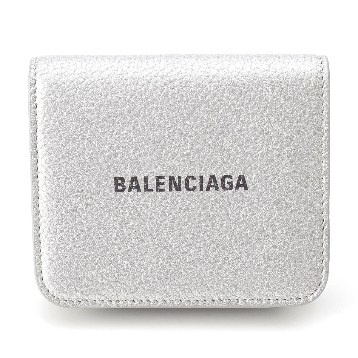 BALENCIAGA leather logo Bifold Wallet Compact wallet 594216  Silver