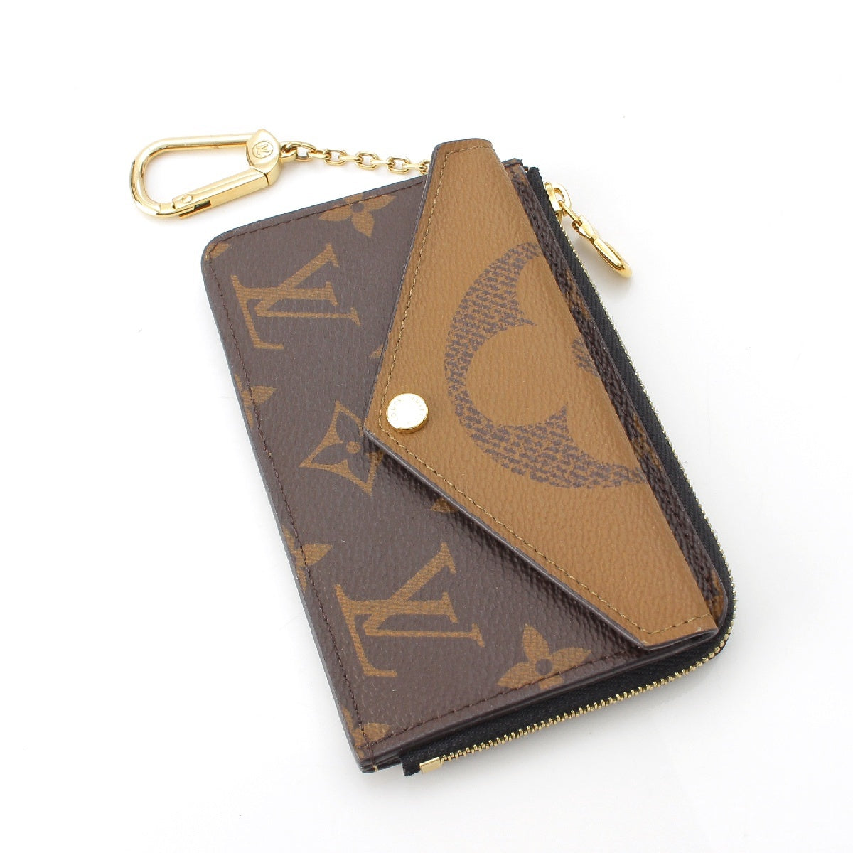 LOUIS VUITTON Giant Monogram Reverse Porte Cartes Recto Verso With key ring Coin case M81303 Brown